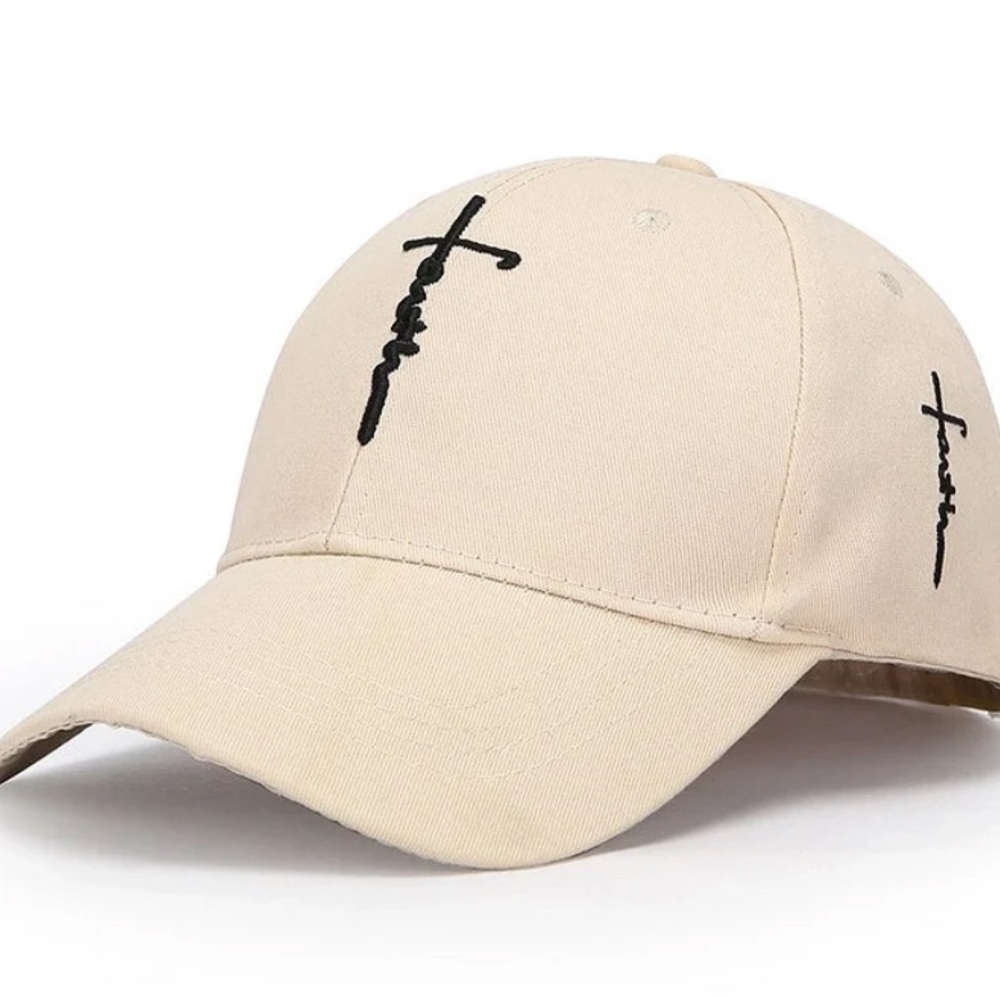 Faith NEW Beige Baseball Cap with Black Embroidery